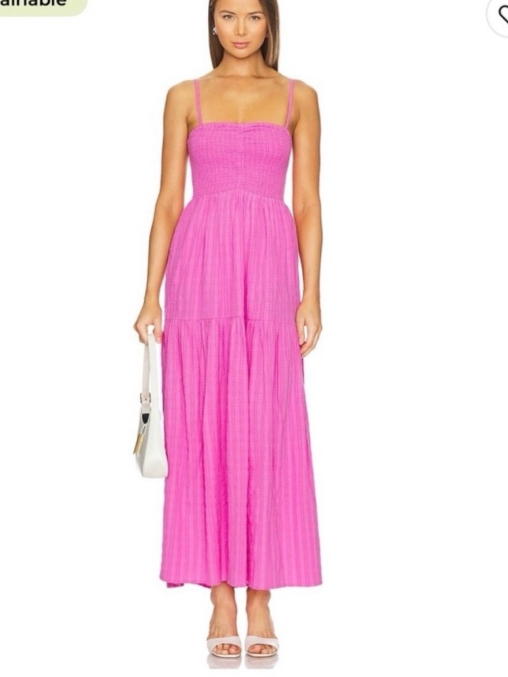 l*space Bright Pink Smocked Maxi Dress